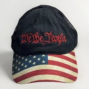 We The People Hat – American Flag Trucker Cap Black Mesh Snapback - New MAGA